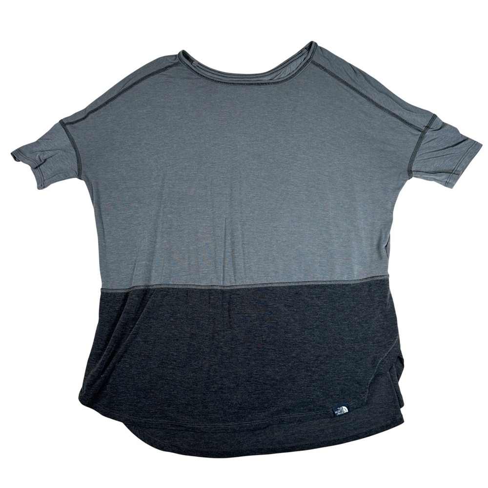 The North Face Womens XS Gray Colorblock Lyocell Blend Short Sleeve Tunic Top